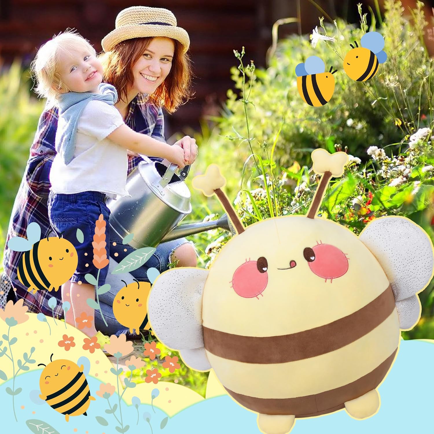 Adorable 16-inch Bee Plush Pillow Soft and Warm for Kids